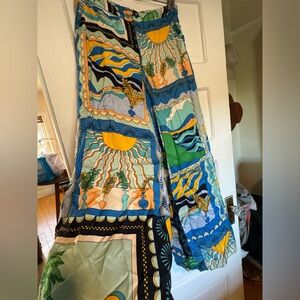 Tropical print wide leg pants. Maeve from Anthropologie